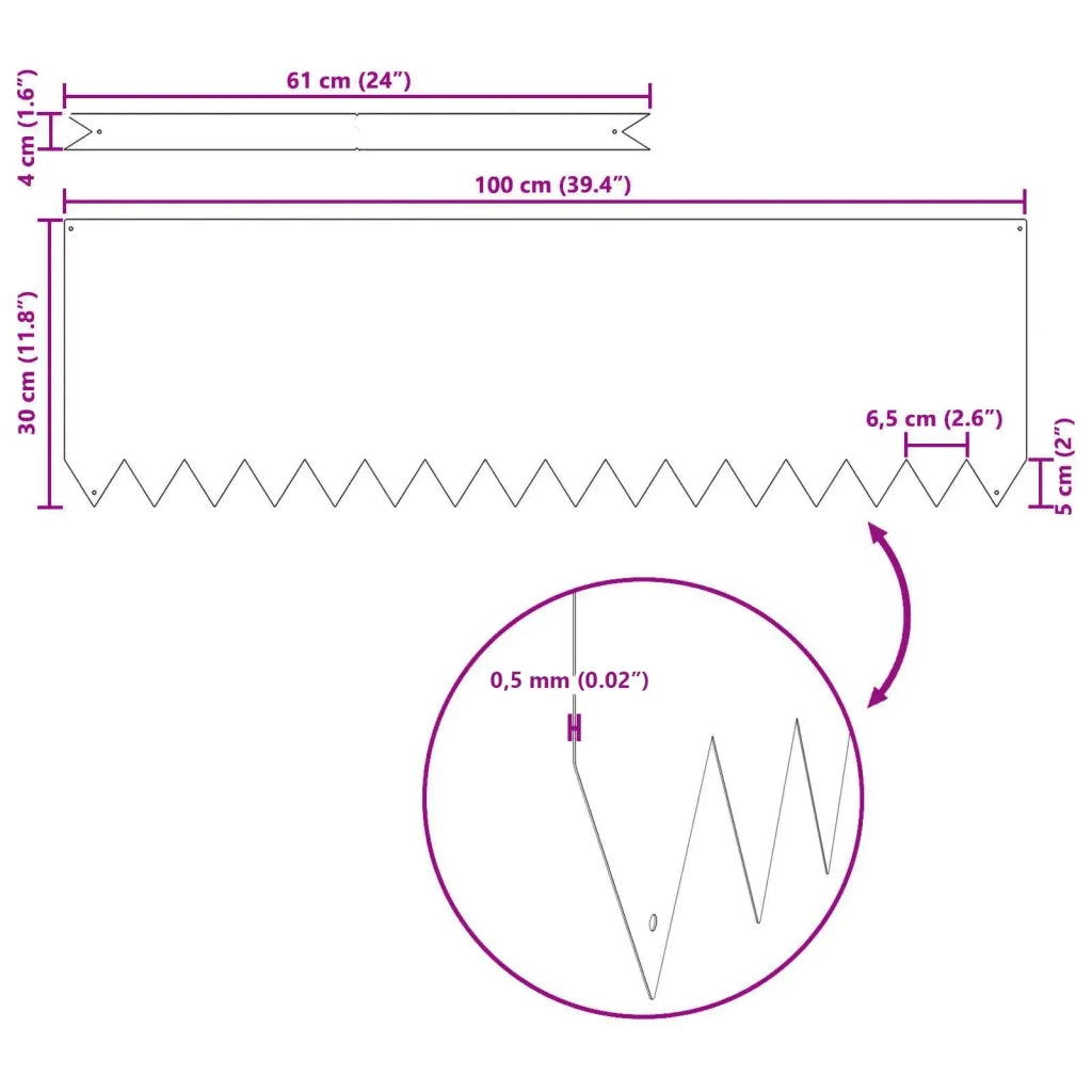 Bordura per Prato 20 pcs Antracite 100 x 0,05 x 30 cm 865972