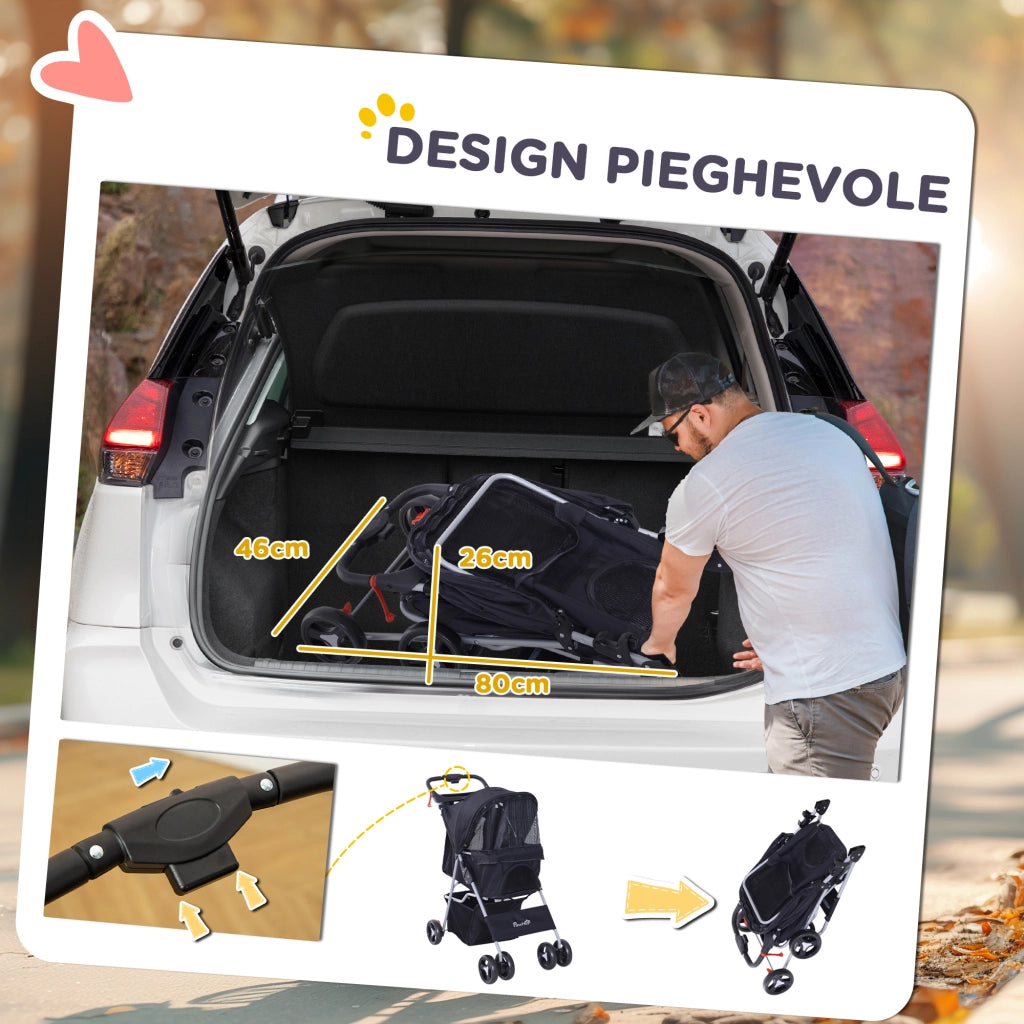 Carrozzina per Cani Pieghevole ¨C Zephmum ¨C Nero, 10 kg