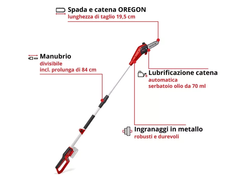 Svettatoio batteria Einhell GC-LC 18/20 Li T-Solo 18V barra 20cm catena 5.5 m/s
