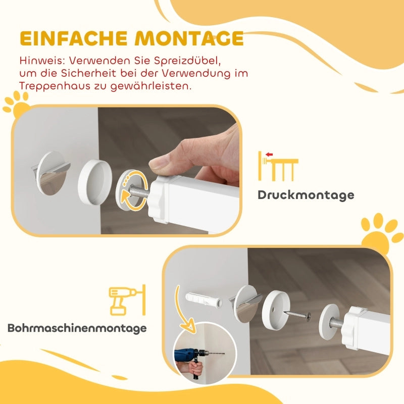 Cancelletto di sicurezza per scale, senza foratura, con chiusura automatica per bambini, cucina, scale, 76-80 x 76 cm, bianco