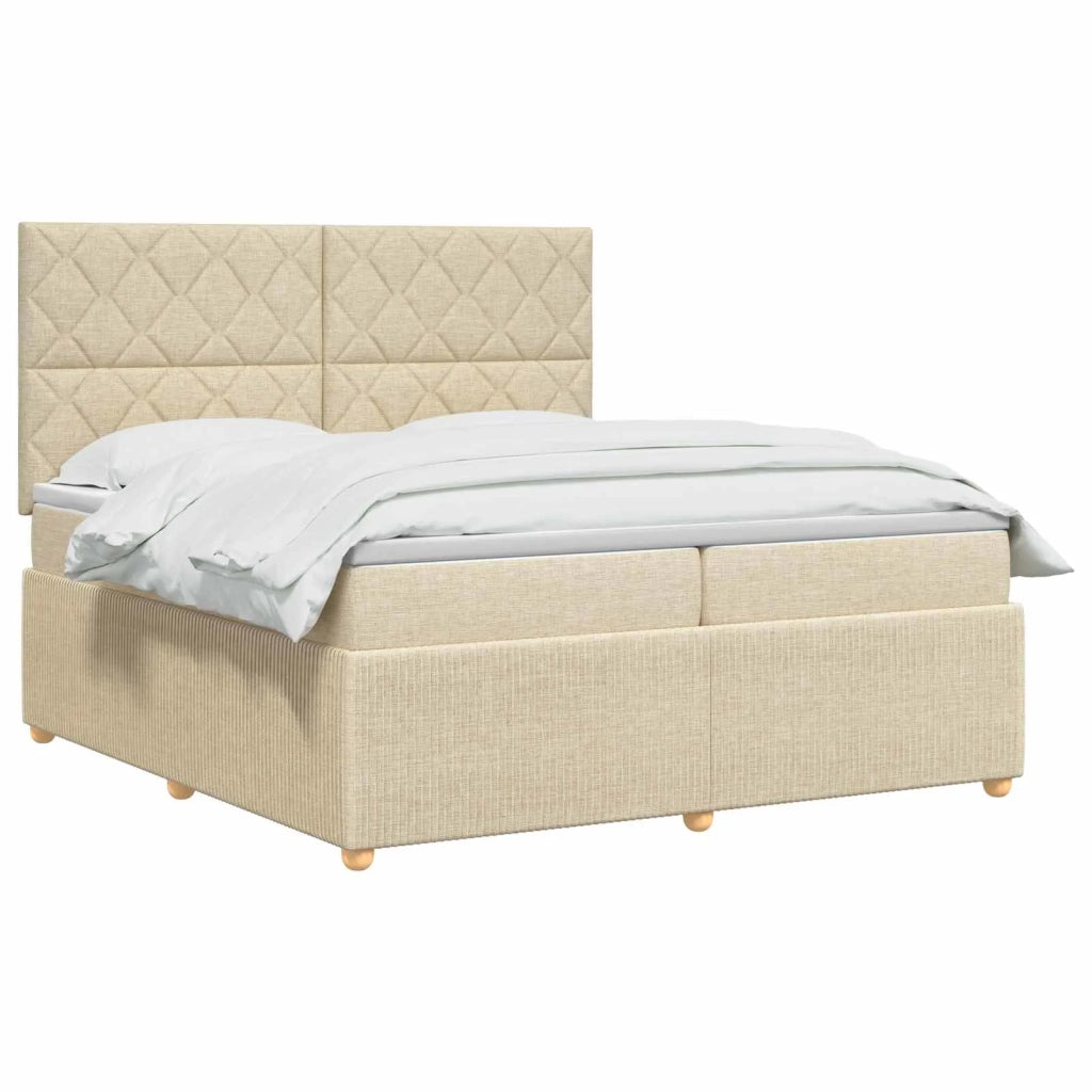 Letto box spring con materasso Crema 200 x 200 cm Tessuto 3454485