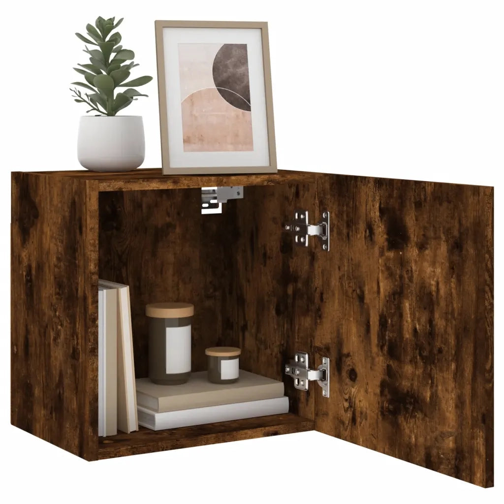 Mobile TV a Parete | Armadietto TV | Mobile Porta TV Rovere Fumo 40,5x30x40 cm Legno Multistrato