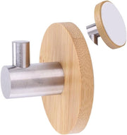 Haak Self-Adesivo per Parete - Base in Legno - Haak in Acciaio Inossidabile - Supporto per Cappezzali - Adatto per Bagno/Camera da Letto - Haak per Parete