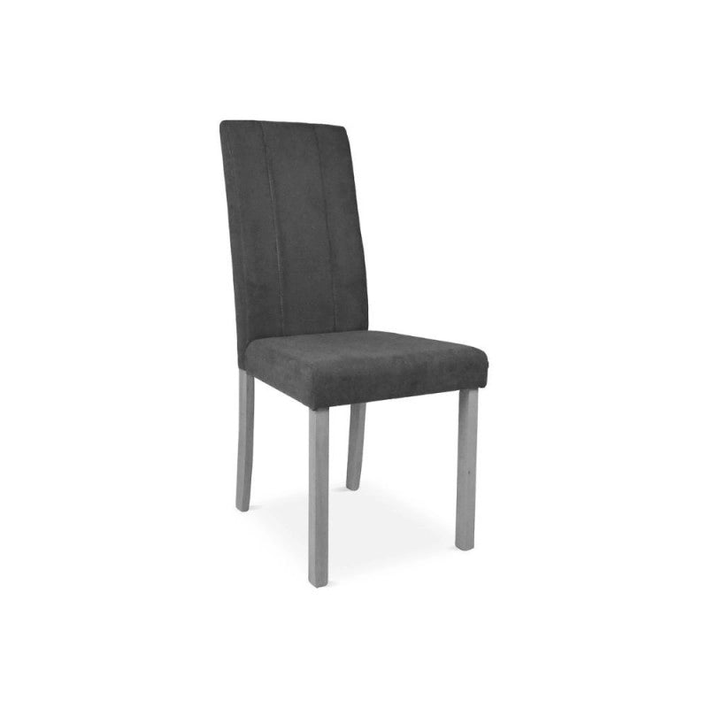 Sedia Tom in legno colore grigio con seduta in tessuto colore grigio set 2 pezzi
