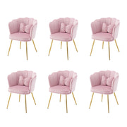 Set di 6 sedie moderne in velluto - Xylo - Schienale a petalo, gambe dorate, cuscini farfalla per camera da letto-sala da pranzo