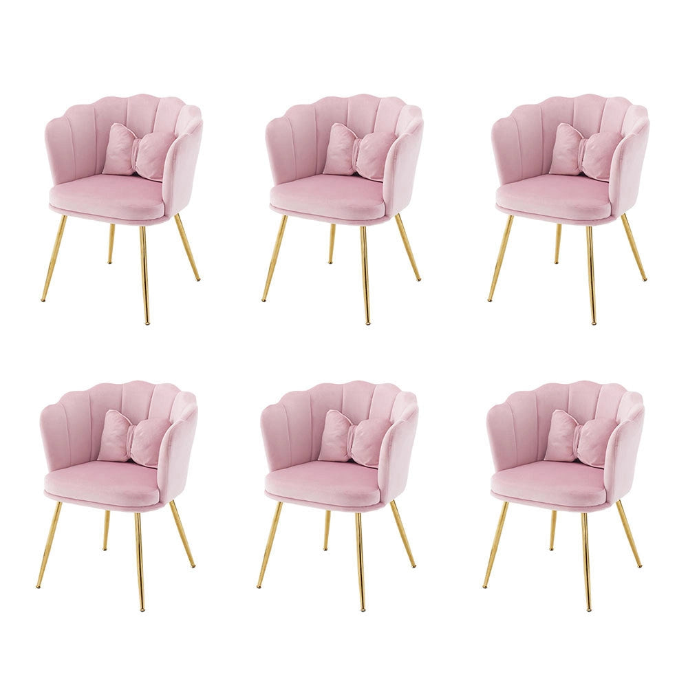 Set di 6 sedie moderne in velluto - Xylo - Schienale a petalo, gambe dorate, cuscini farfalla per camera da letto-sala da pranzo