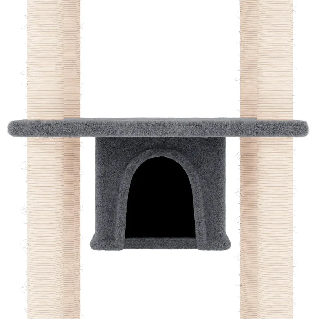 Albero per Gatti con Tiragraffi in Sisal Grigio Scuro 169 cm