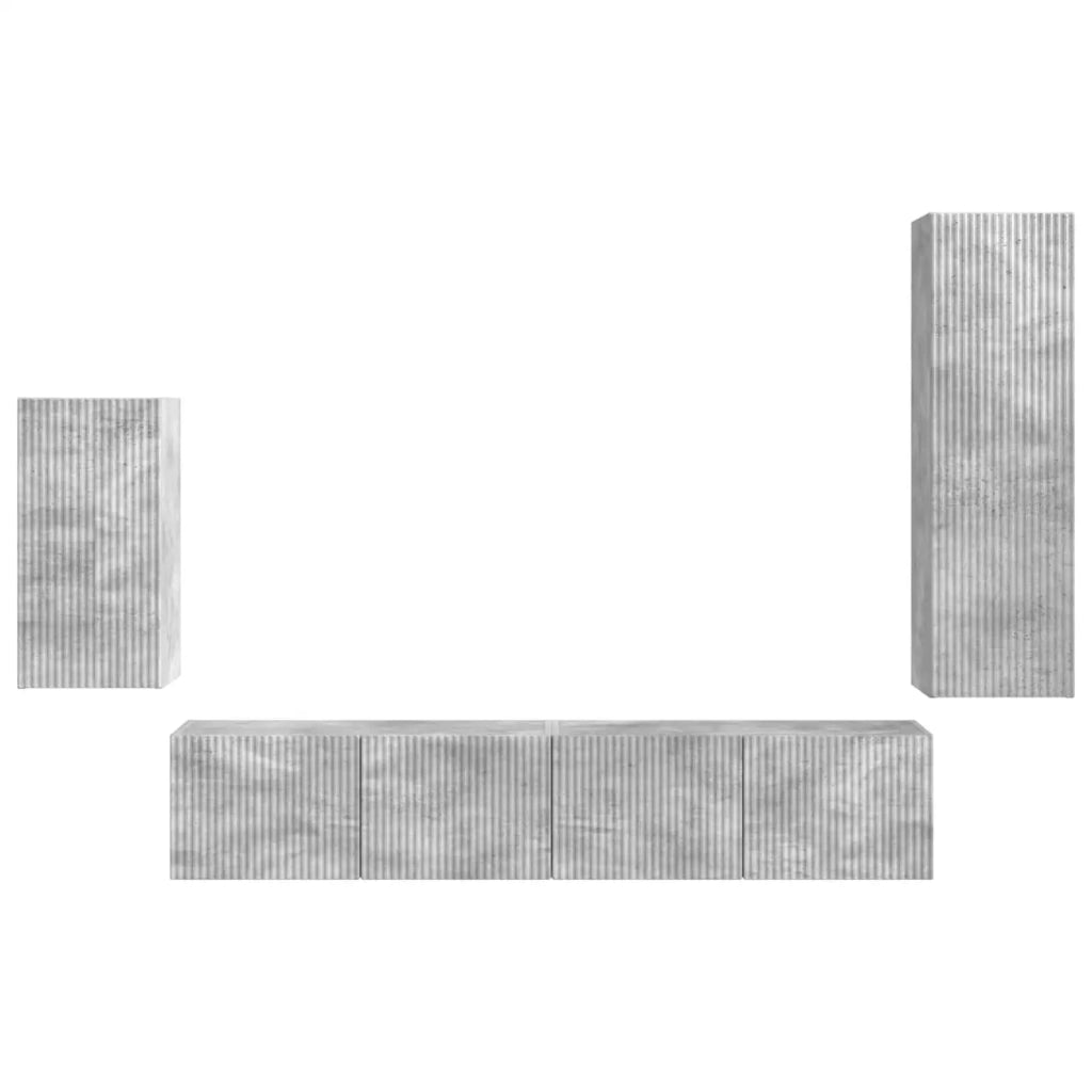 Set mobile TV 4 pcs Grigio cemento Legno multistrato 3409009