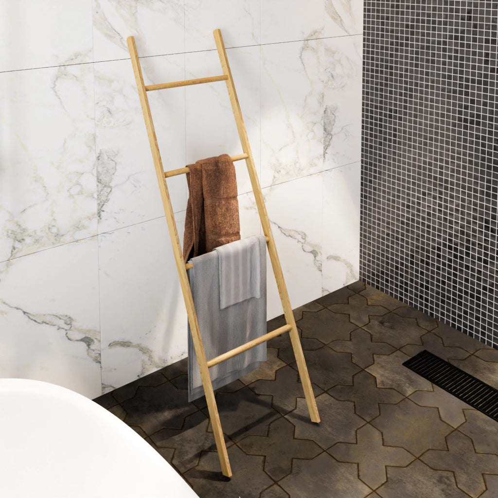 Portasciugamani 'Djurs' a Forma di Scaletta a 4 Pioli (AxLxP) 160 x 42 x 4 cm Appendiasciugamani in Legno di Pino Portasalviette da Terra [en.casa]