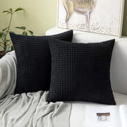Set di 2 coprifuoco in corduroy decorativo copricuscino coprifuoco decorativo per divano coprifuoco decorativo per divano morbido per salotto camera da letto 45 x 45 cm, 18 x 18 pollici nero