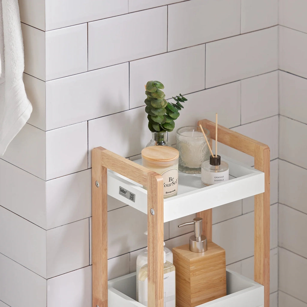 biancheria bagno cesta bagno cesta biancheria Scaffale Bagno cesta scaffale mobili bagno salvaspazio bianco FRG226-WN