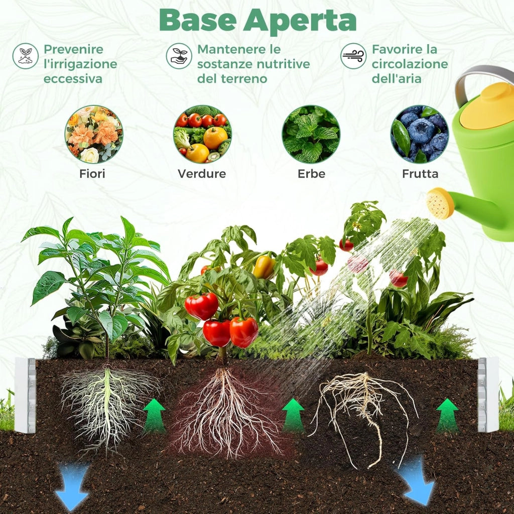 Orto Rialzato Zincato con Serra, Aiuola Senza Fondo con Copertura Trasparente, Fioriere con Finestre Avvolgibili per Giardino e Terrazzo (202 x 101 x 81 cm)