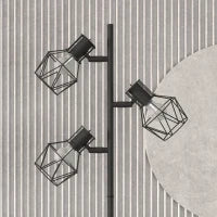 Lampada da Terra 40W con 3 Luci Regolabili e Interruttore a Manopola, in Metallo, 41x28x169 cm, Nero