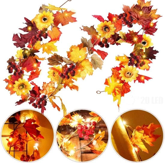 Decorazione di Halloween artificiale per la porta, 6.5 piedi Val finto fogliame, Corona di zucca per decorazione di Halloween per festa e camino.