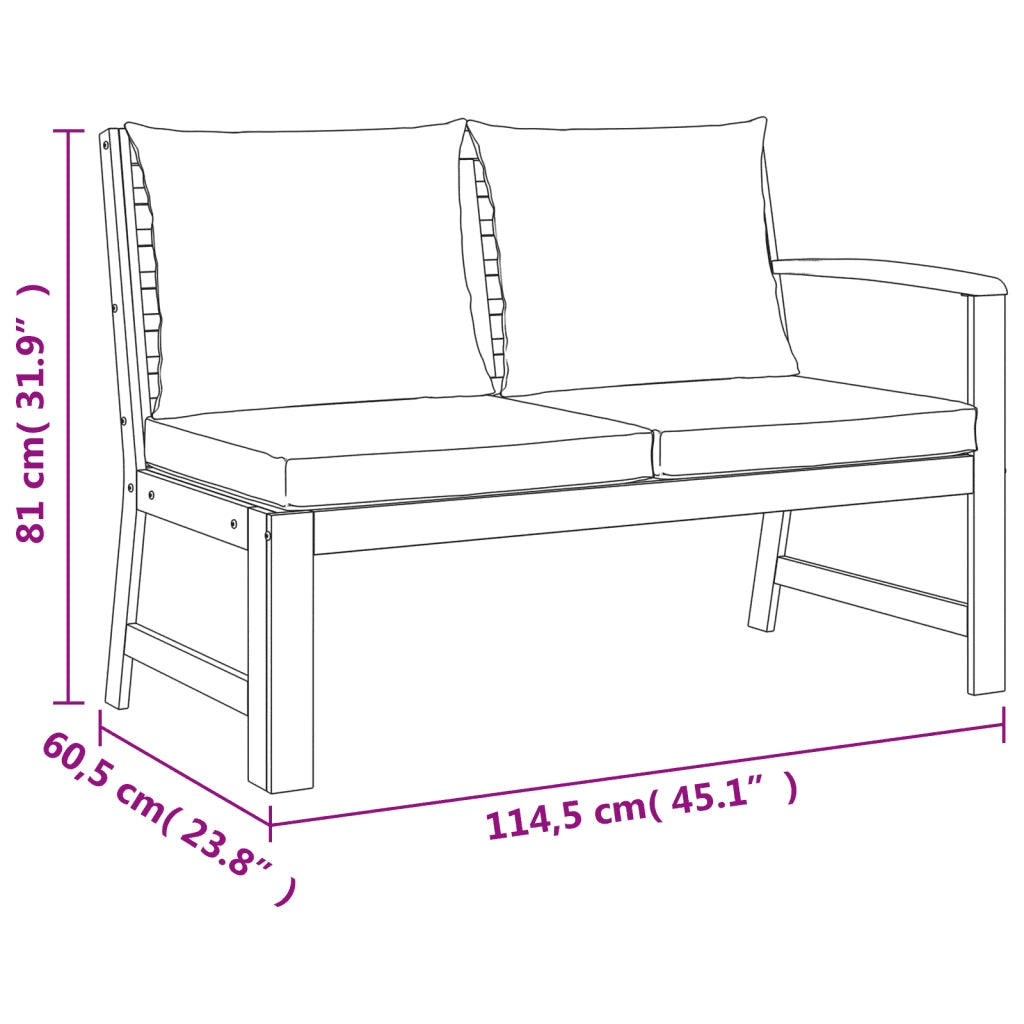 Set da Pranzo Giardino 5pz con Cuscini Legno Massello di Acacia 3154966