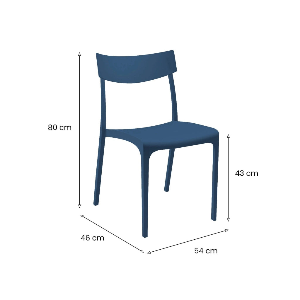 Sedia da esterno Lupia, Seggiola da giardino, Seduta outdoor multiuso, Panchina da giardino, Made in Italy, 54x46 h80 cm, Blu