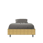 Letto Sommier imbottito 1 piazza e mezza 120x200 cm tessuto Aragona Azelia - Contenitore,Giallo