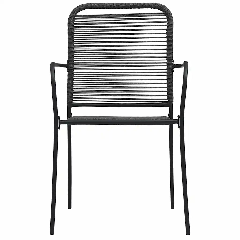 Set da Pranzo da Esterni 7 pz | Set Salotto da Giardino in Corda di Cotone e Acciaio Nero