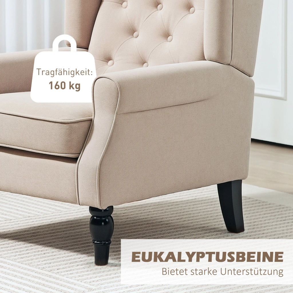Poltrona Relax Imbottita con Poggiapiedi ¨C Zephmum ¨C Beige 74x87x102 cm