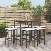 Set Bar da Giardino 7 pz con Cuscini in Polyrattan Nero 3187635