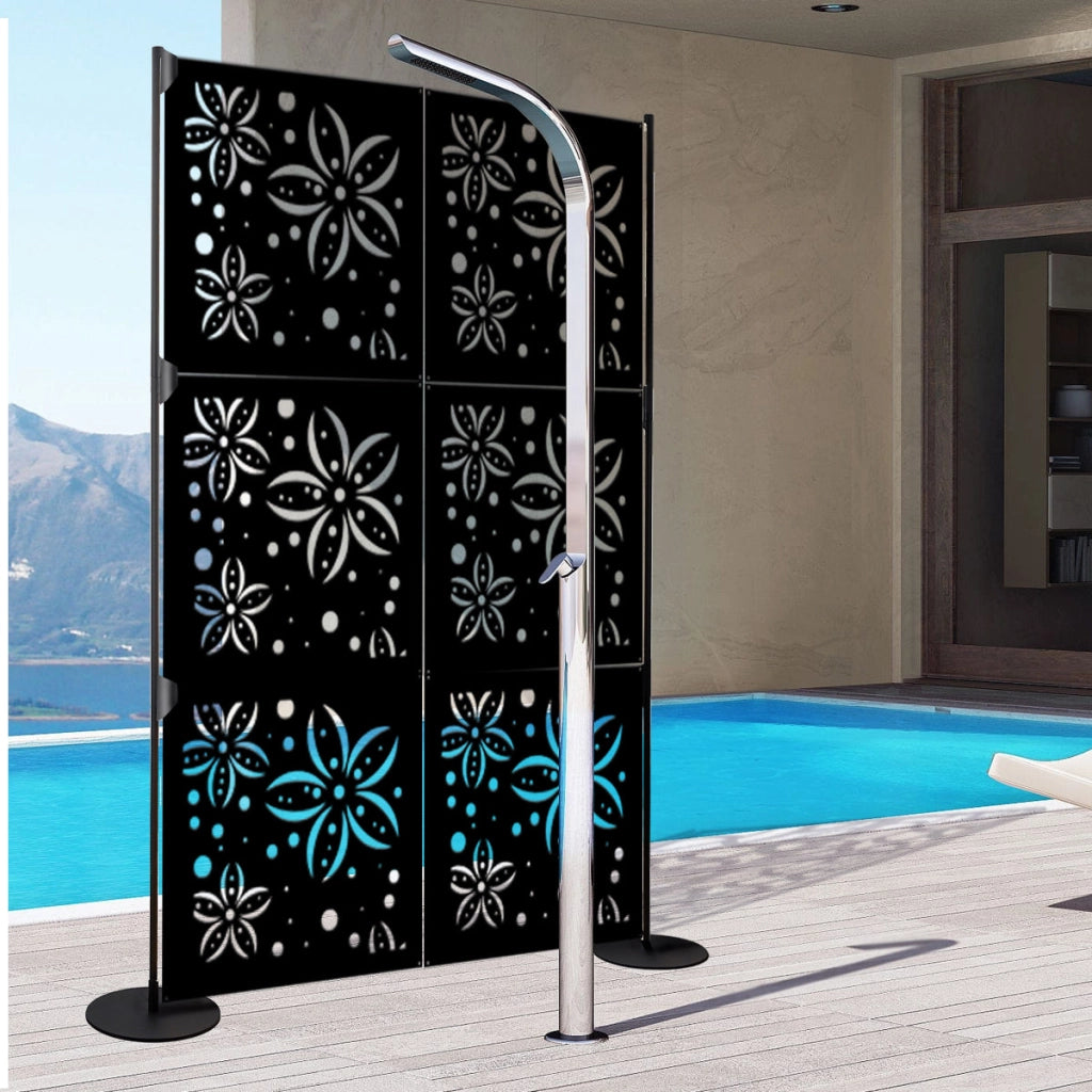 FLOWERS - Pannello in PVC traforato - Parasole Colore: nero, Misura: 98x98 cm
