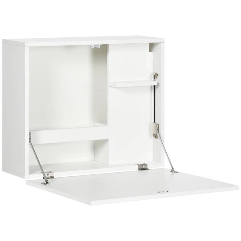 SCRIVANIA A MURO PIEGHEVOLE E SALVASPAZIO CON RIPIANI 60X21.5X50 CM BIANCO