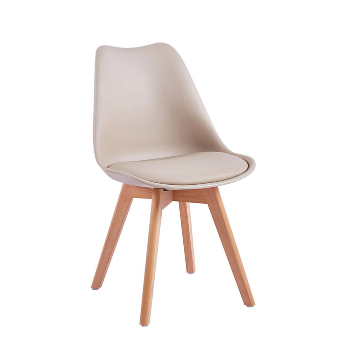 Set 4 Sedie 53,5x48,5x83 cm in Polipropilene e Similpelle Candice Khaki