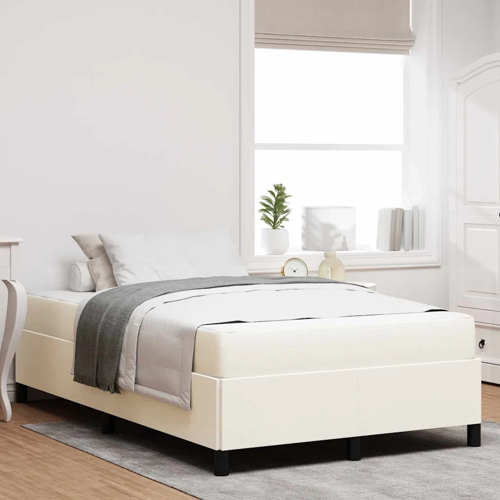 Struttura del letto con materasso Crema 120 x 190 cm Tessuto