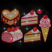 Pannelli Strass Tema Cibo - Pannello Opstrijkabile - Accessori per Riparazione di Abiti - Accessori DIY - Strass in Vetro - Duraturo e Affidabile - Pannelli Decorativi