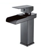 Trade Shop - Miscelatore A Cascata Nero Lavabo Bagno Rubinetto A Canna Bassa Monocomando 87398 -