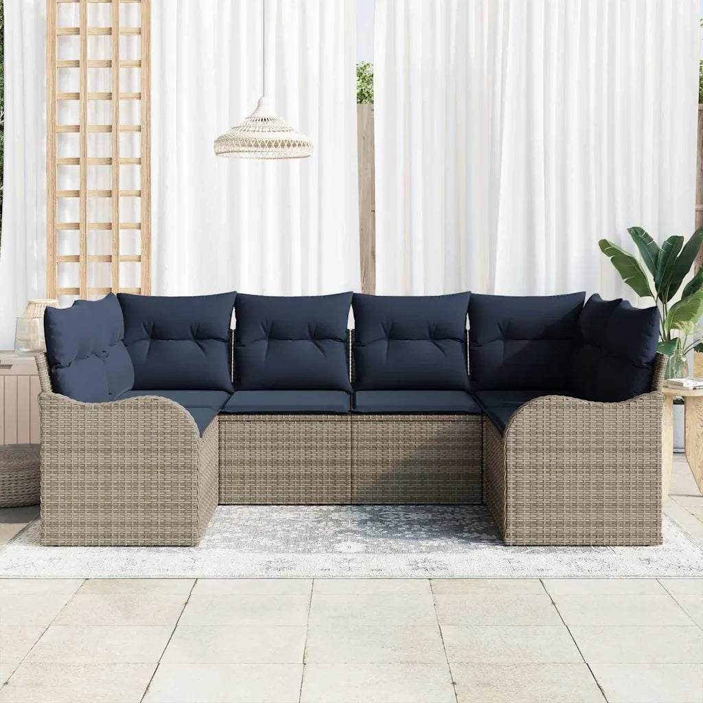 Set di divani 6 pz Grigio [Sintetico]: Rattan in Polipropilene 3345845