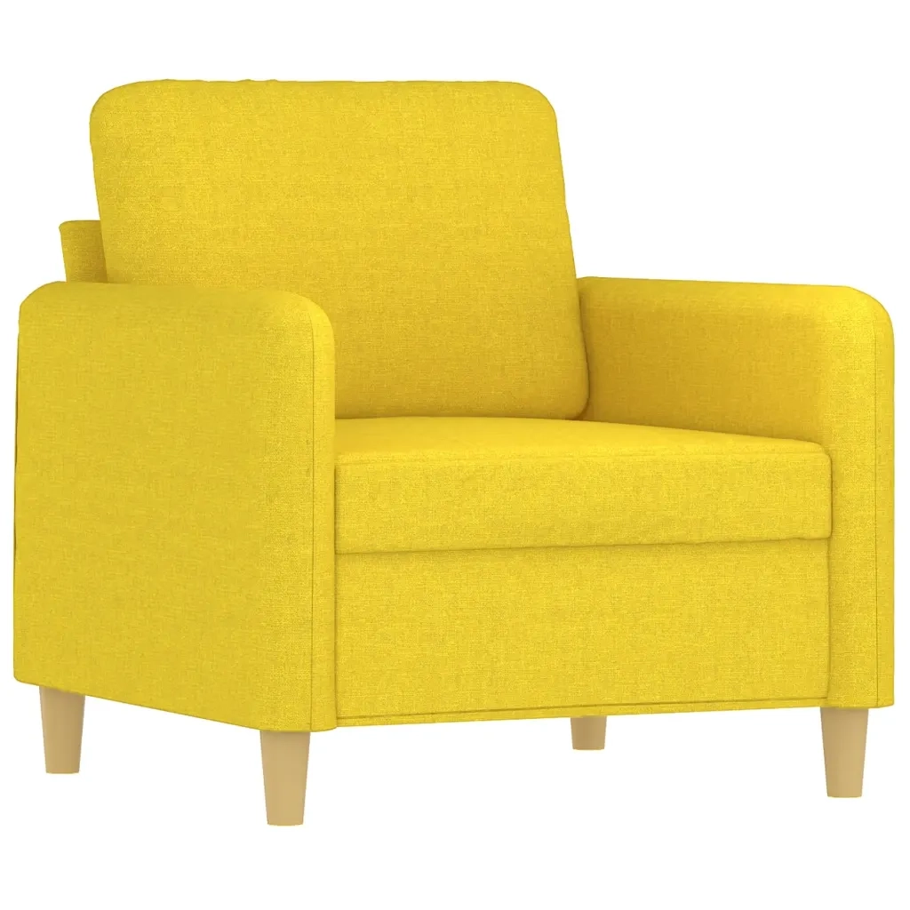 Set di Divani 4 pz con Cuscini Giallo Chiaro in Tessuto