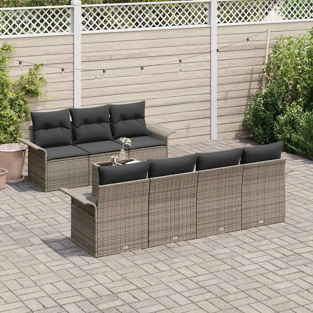 Set Divano da Giardino con cuscino 8 pcs Grigio polyrattan 3353938
