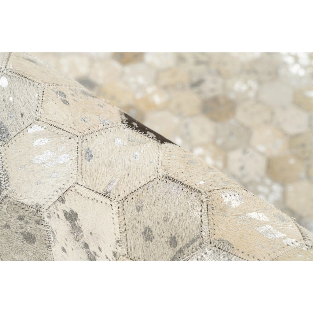 Tappeto Ravi 400 in vera pelle argento e grigio 120x170 cm