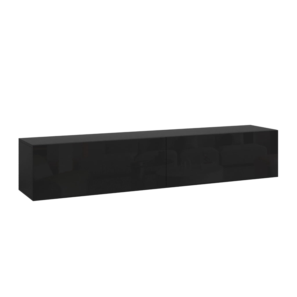 Mobile Pensile Evaton Porta TV da Parete 160 x 32 x 30 cm - Nero Lucido [en.casa]