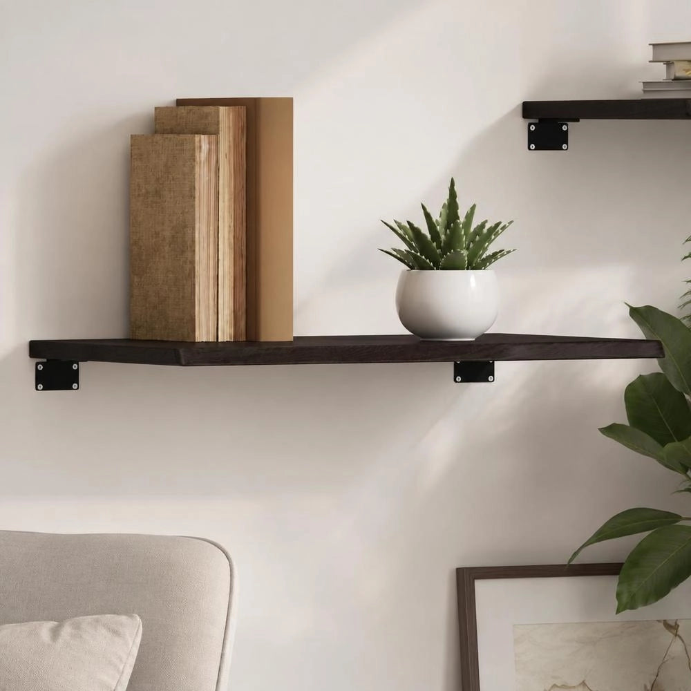 Wall Shelf, Dark Brown, 60x40x2 Cm, Solid Oak, Treated