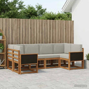 Set di divani da esterno 6 pz Naturale e Grigio Chiaro 3385482