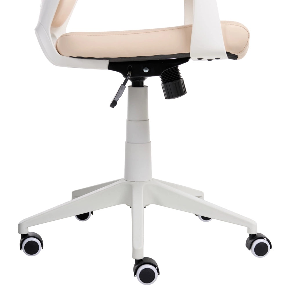 Sedia da scrivania girevole regolabile ecopelle beige chiaro seduta regolabile Schienale reclinabile