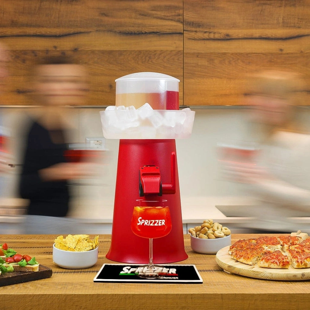 SPRIZZER linnovativa macchina per un Spritz perfetto in 5 secondi direttamente nel bicchiere Senza elettricita ne batterie Macchina ideale per preparare il tuo Spritz perfetto Rosso