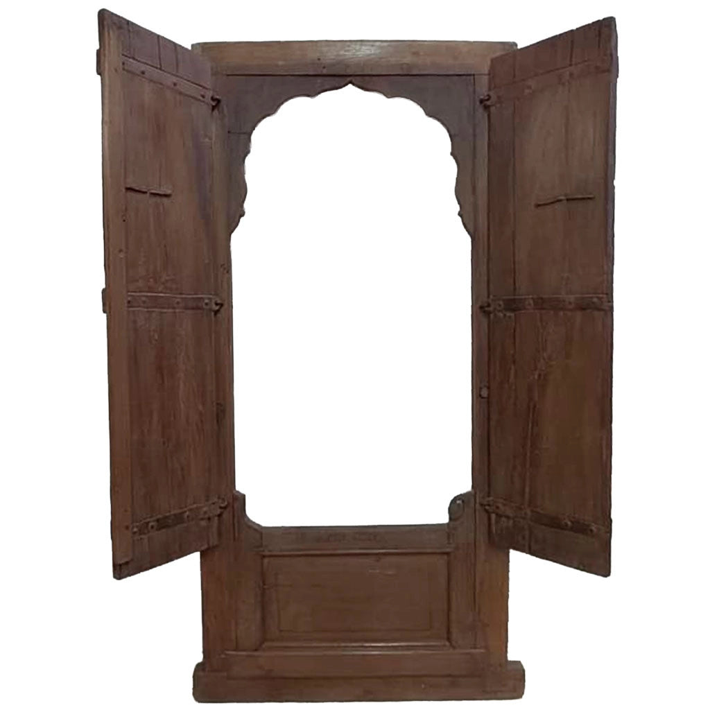 Finestra in legno con finitura artigianale marrone 79x9x170 h cm