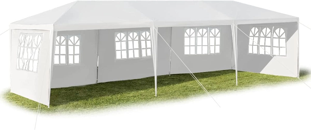 Gazebo Pieghevole 3 x 9 m Con Protezione UV, Tenda da Festa Con 5 Pareti Laterali Rimovibili, Portatile, Con Borsa, per Giardino e Birra, Feste, Matrimoni