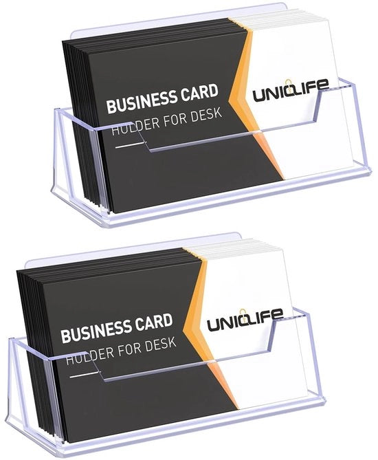 Supporto per Carte in Vetro Acrilico - 2 Fattori - Supporto per Ufficio - Translucido - Design Moderno - Ideale per l'Organizzazione - Supporto per Carte