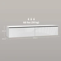 Mobile TV Sospeso con Armadietti con Ante a Ribalta in Legno, 160x35x30 cm, Bianco Lucido
