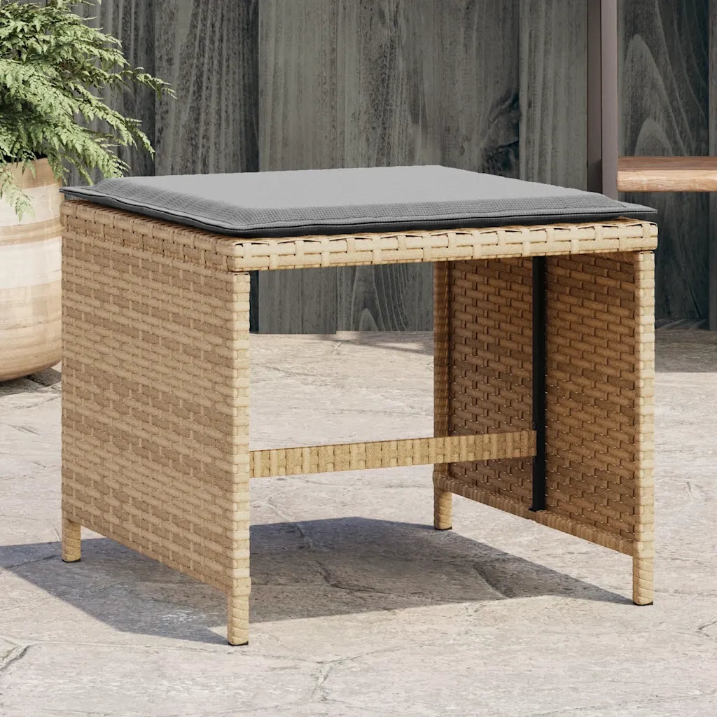 Sgabelli Giardino Cuscini 4 pz Beige Misto 41x41x36cm Polyrattan CFW3711592
