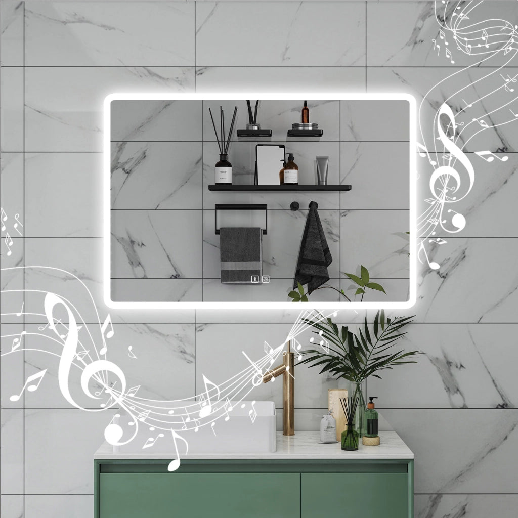 AICA Specchio da bagno  100 x 60 cm, dimmerabile, Blue tooth, Funzione Memoria, antiappannamento, 3 colori