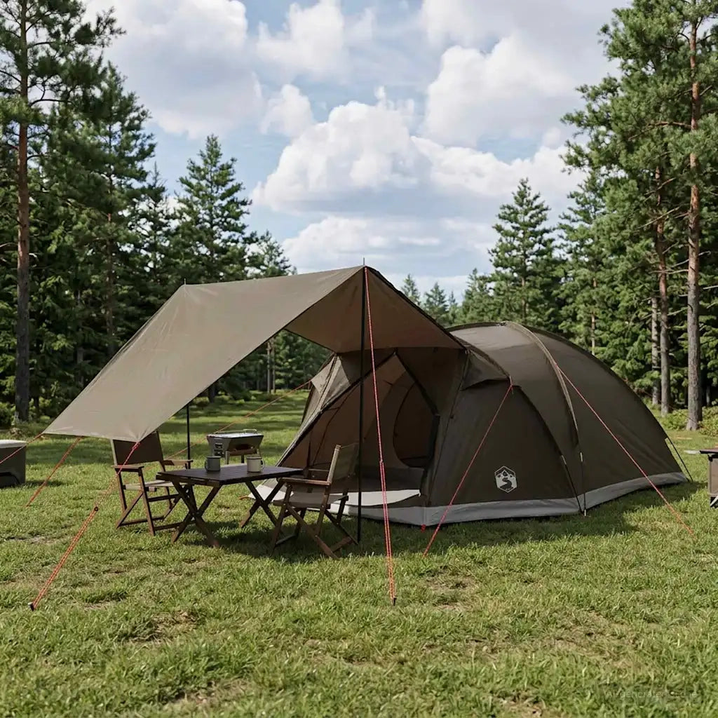 Tenda Capanna Marrone grigio 8 persone Poliestere e Acciaio 42029013