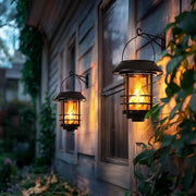 Due Pezzi di Lampade da Sole Acquatiche con Fiamma Flickerante e Coperchio in Vetro – Montaggio a Parete e Appeso – per Halloween, Piazza d'ingresso e Terrazza
