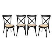 Set 4 sedie da bistrot vintage in legno, nero