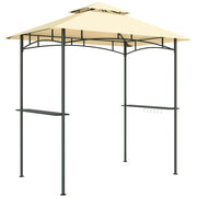 Gazebo BBQ con gazebo da giardino ignifugo a LED 240 x 150 x 258 cm repellente per l'acqua con tetto a doppio strato mensole laterali pergoletti da giardino con protezione UV gazebo barbecue per barbecue da festa beige