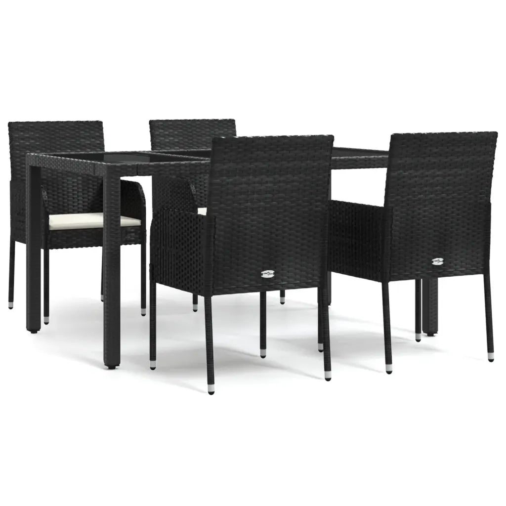 Set da Pranzo da Giardino 5 pz Nero con Cuscini in Polyrattancod mxl 76446